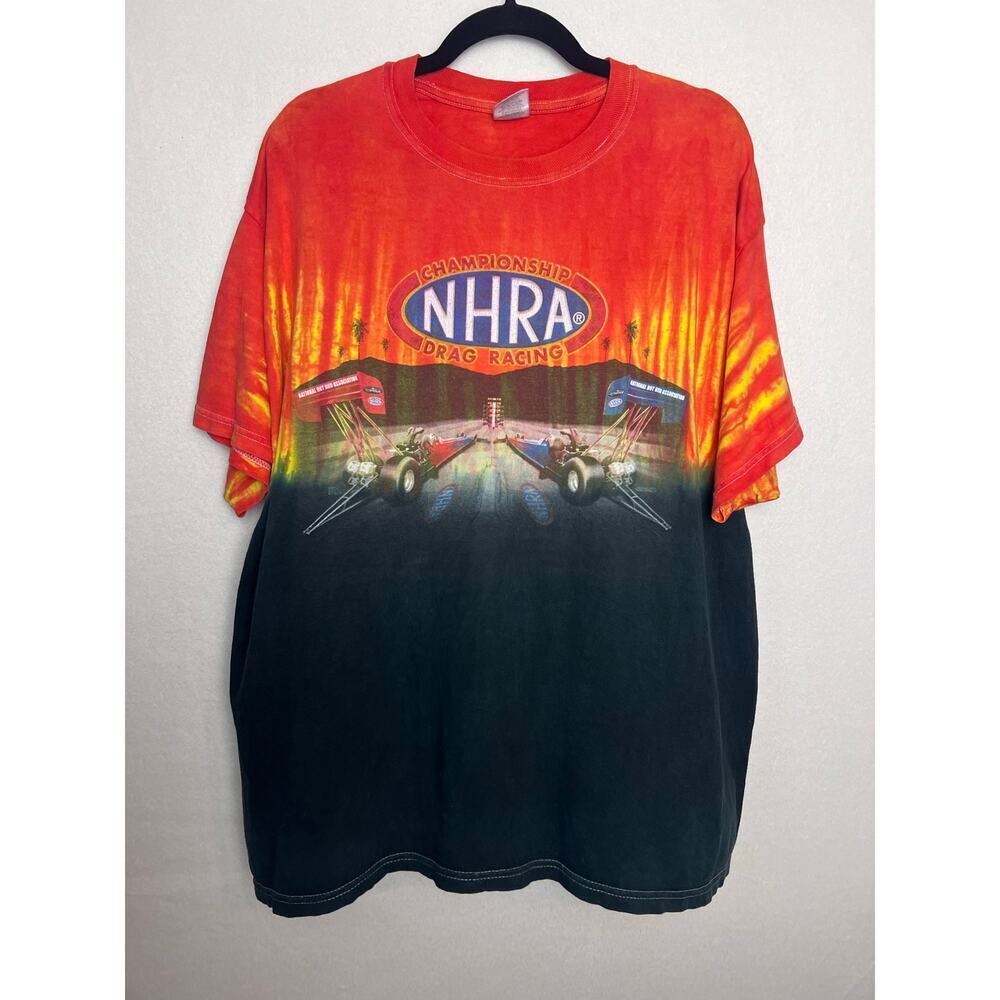 Jerzees Vintage NHRA Drag Racing Two Toned Tie Dye Short Sleeve T-Shirt Size 2X